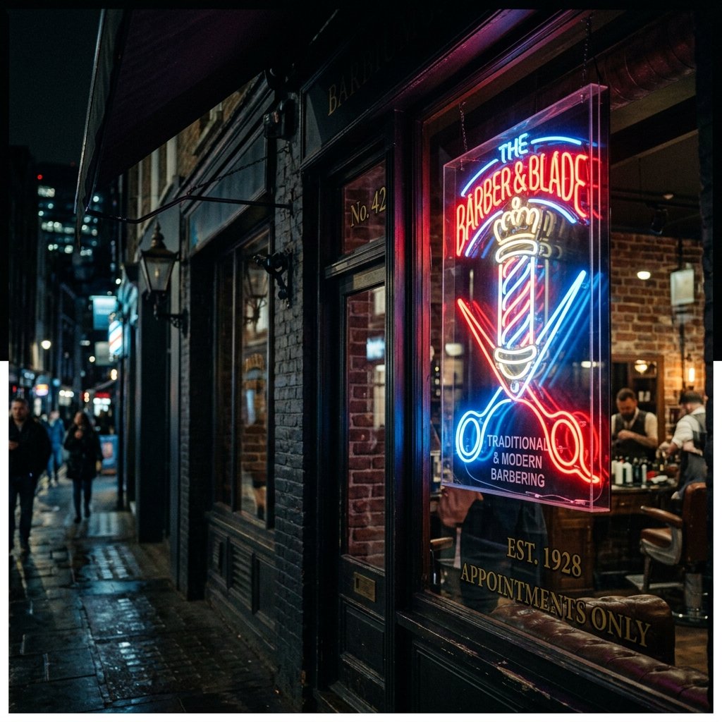 Letrero neon barbería